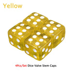 DSYCAR 4Pcs Gold Dice Tire Valve Caps | Dustproof Plastic Wheel Stem Caps for Auto Tr alternate view