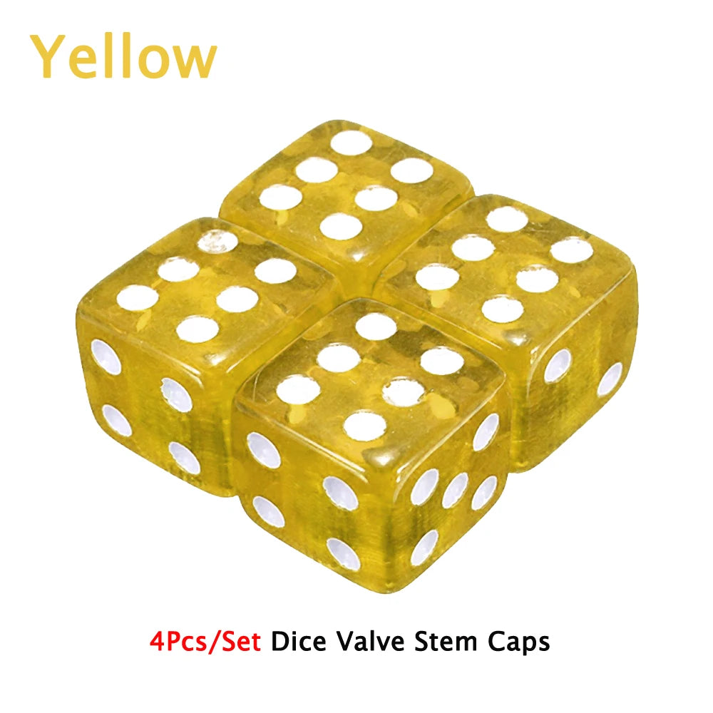 DSYCAR 4Pcs Gold Dice Tire Valve Caps | Dustproof Plastic Wheel Stem Caps for Auto Tr alternate view