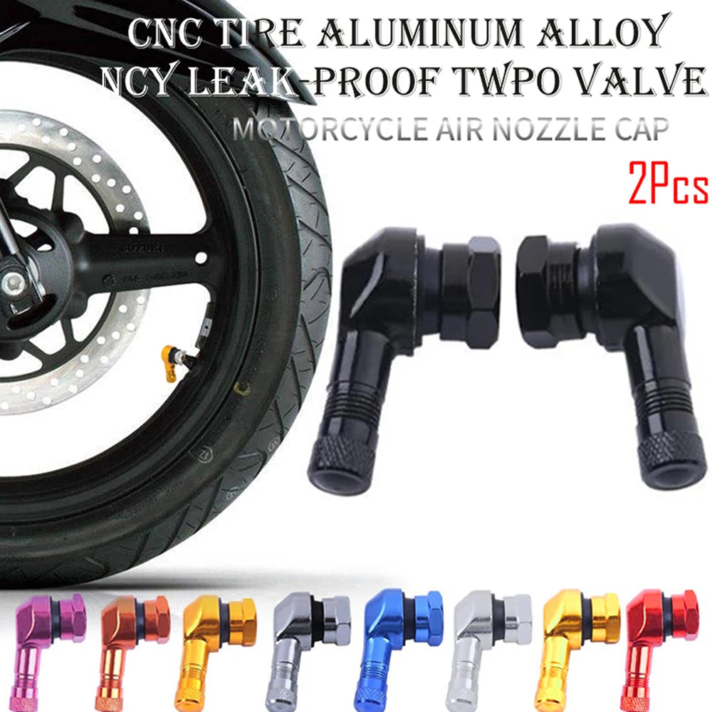 DSYCAR 2Pcs 90 Degree CNC Motorcycle Tire Valve Stems | Universal Leak-Proof Aluminum lifestyle view
