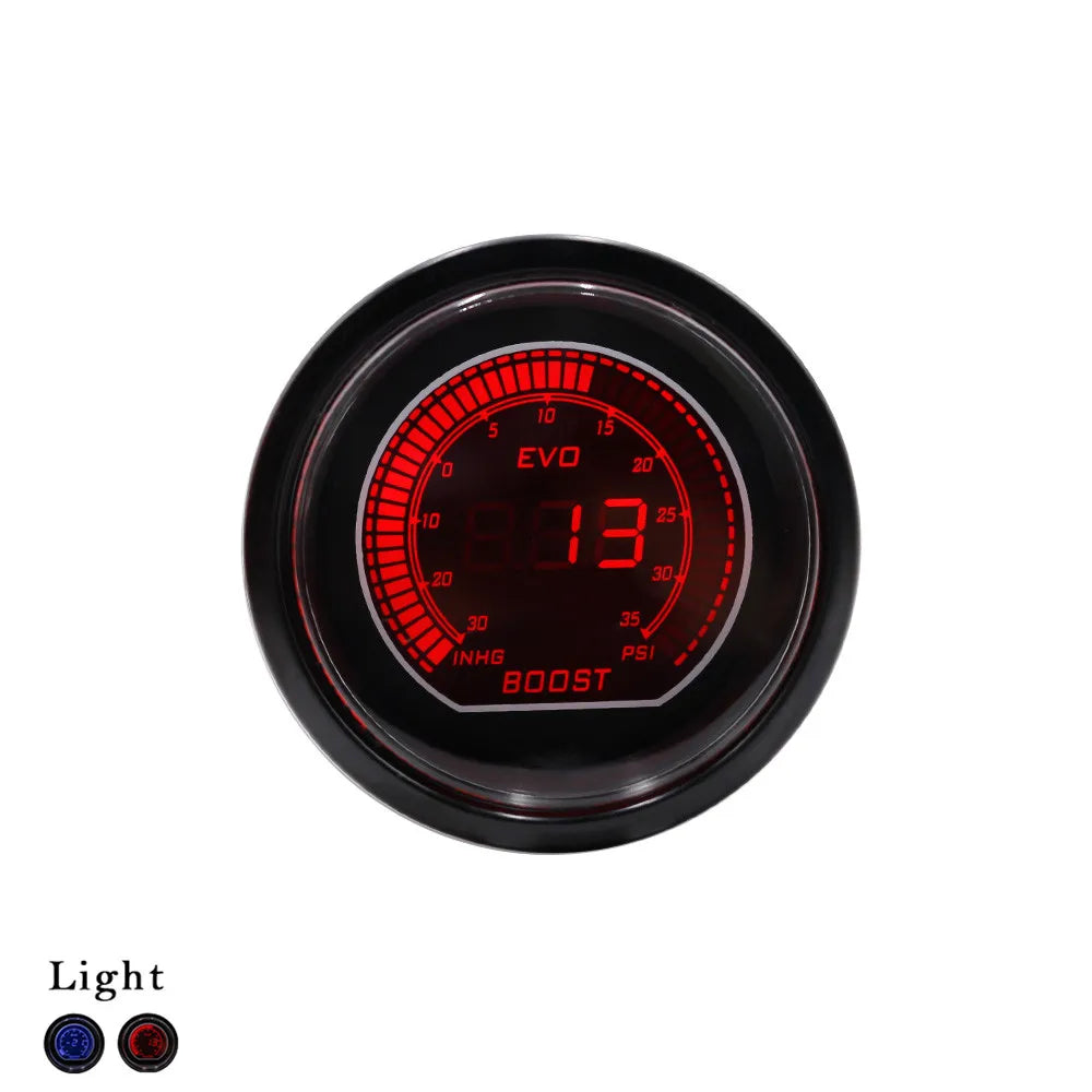 52mm 2 Inch Car Digital Turbo Boost Gauge with Sensor | Blue & Red LCD Display
