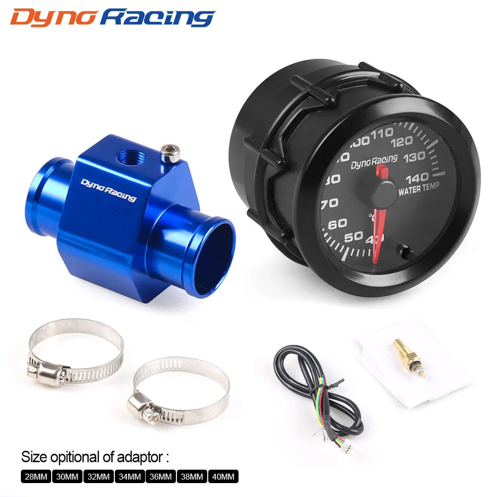 Dynoracing 2'' 52mm 7 Color LED Water Temperature Gauge | 40-140 Celsius with Sensor Adapter