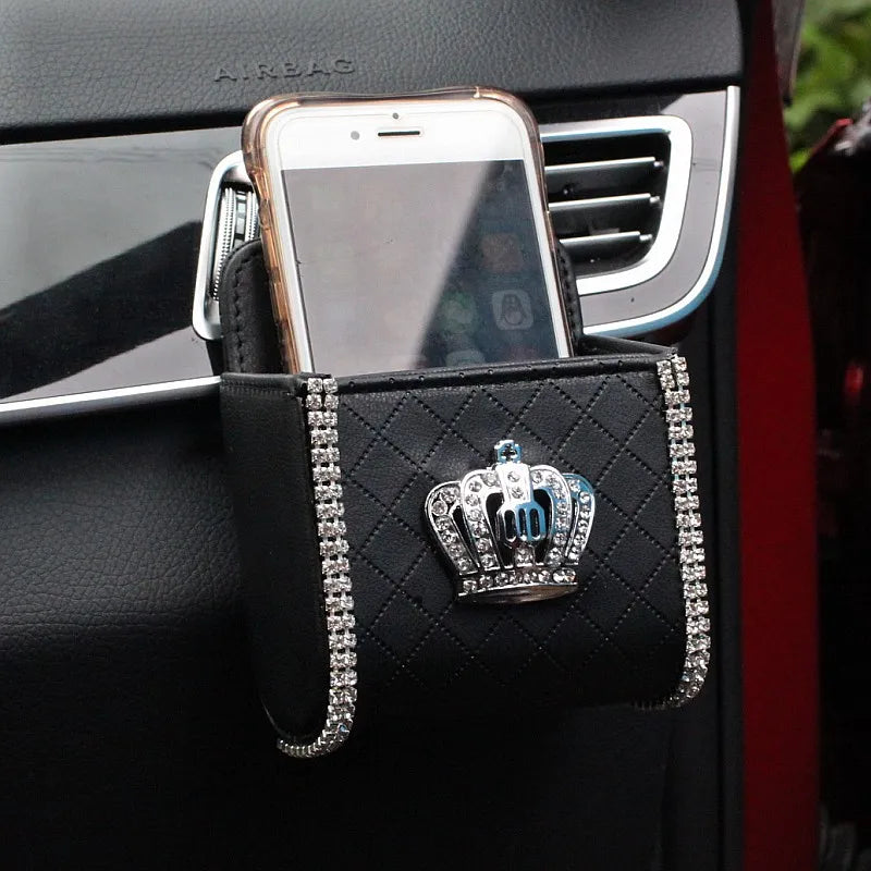 Crystal Leather Car Air Outlet Storage Bag alternate view