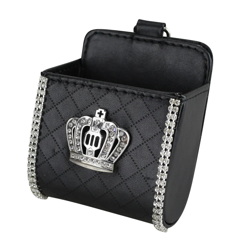 Crystal Leather Car Air Outlet Storage Bag detail view