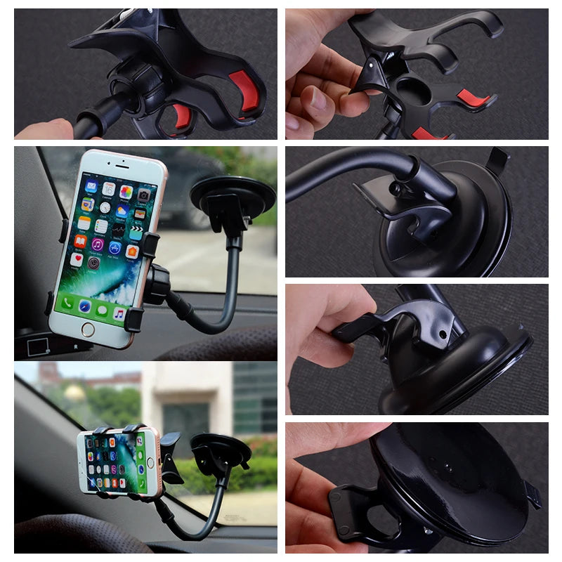 Car Phone Holder Universal 360 Degree Flexible Dashboard Windshield Mount close-up view