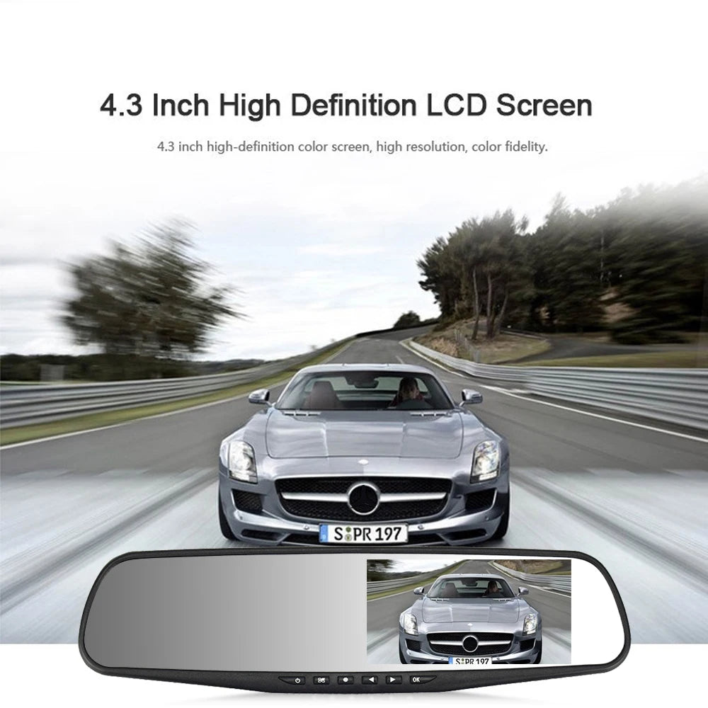 1080P Car DVR Dual Lens Car Camera  4.3 inch Video Recorder Rearview Mirror With Rear view Full HD Dash cam Auto Registrator