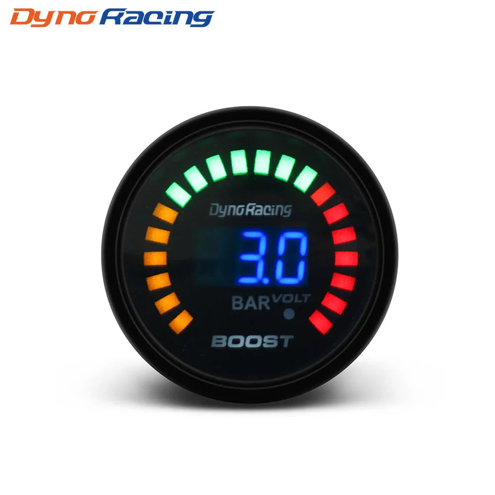 Dynoracing 2" 52MM Digital 20 LED Car Gauge | Multi-Function Gauge Set for 12V Vehicle close-up view