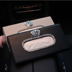 Crystal Car Tissue Box Sun Visor Leather Holder