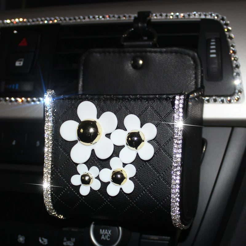Crystal Leather Car Air Outlet Storage Bag additional angle