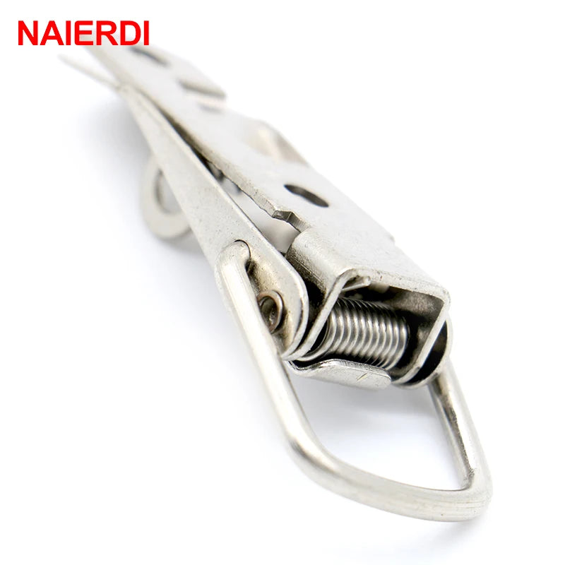 NAIERDI-J106 Cabinet Box Locks Spring Loaded Latch Catch Toggle 27*63 Iron Hasps For S close-up view
