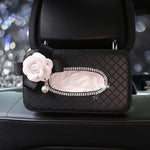 Rhinestone Car Tissue Box Holder Hanging Organizer