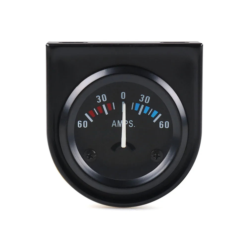 52mm Black Car Gauge Set | Volt Meter Water Temp Oil Pressure Fuel Level AMP Gauge Kit close-up view