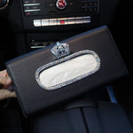 Crystal Car Tissue Box Sun Visor Leather Holder