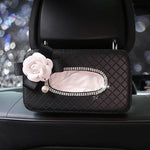 Rhinestone Car Tissue Box Holder Hanging Organizer