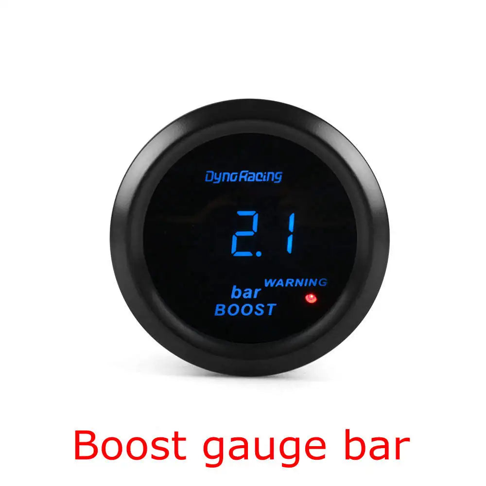 Dynoracing 52mm Digital Car Gauge Set | Turbo Boost Oil Temp Voltmeter Tachometer close-up view