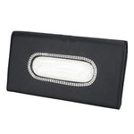 Rhinestones Crystal Car Tissue Box for Sun Visor PU Leather Hanging Auto Tissue Bag Holder Sunshade Case Diamond Car Accessories