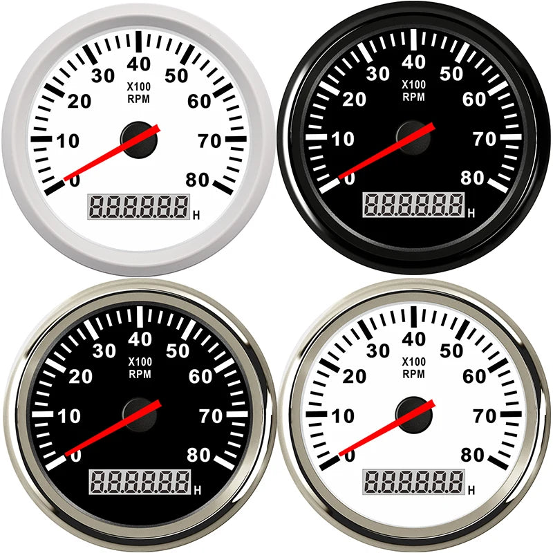 85mm Auto Tachometer 8000 RPM Gauge | Red Backlight for Car Truck Boat Motor lifestyle view
