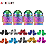 AUTCOAT Universal Aluminum Tire Valve Stem Caps for Car Truck Bike | 4 Pack Dust Covers