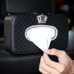 Rhinestone Car Tissue Box Holder Hanging Organizer