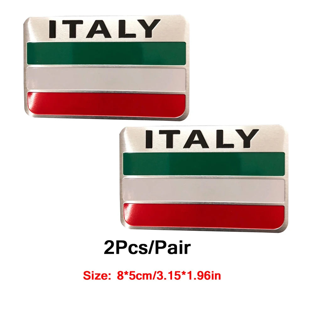 DSYCAR 2Pcs/Pair Car 3D Metal Italy Flag Emblem Badge Decals Sticker Car Exterior Acc alternate view