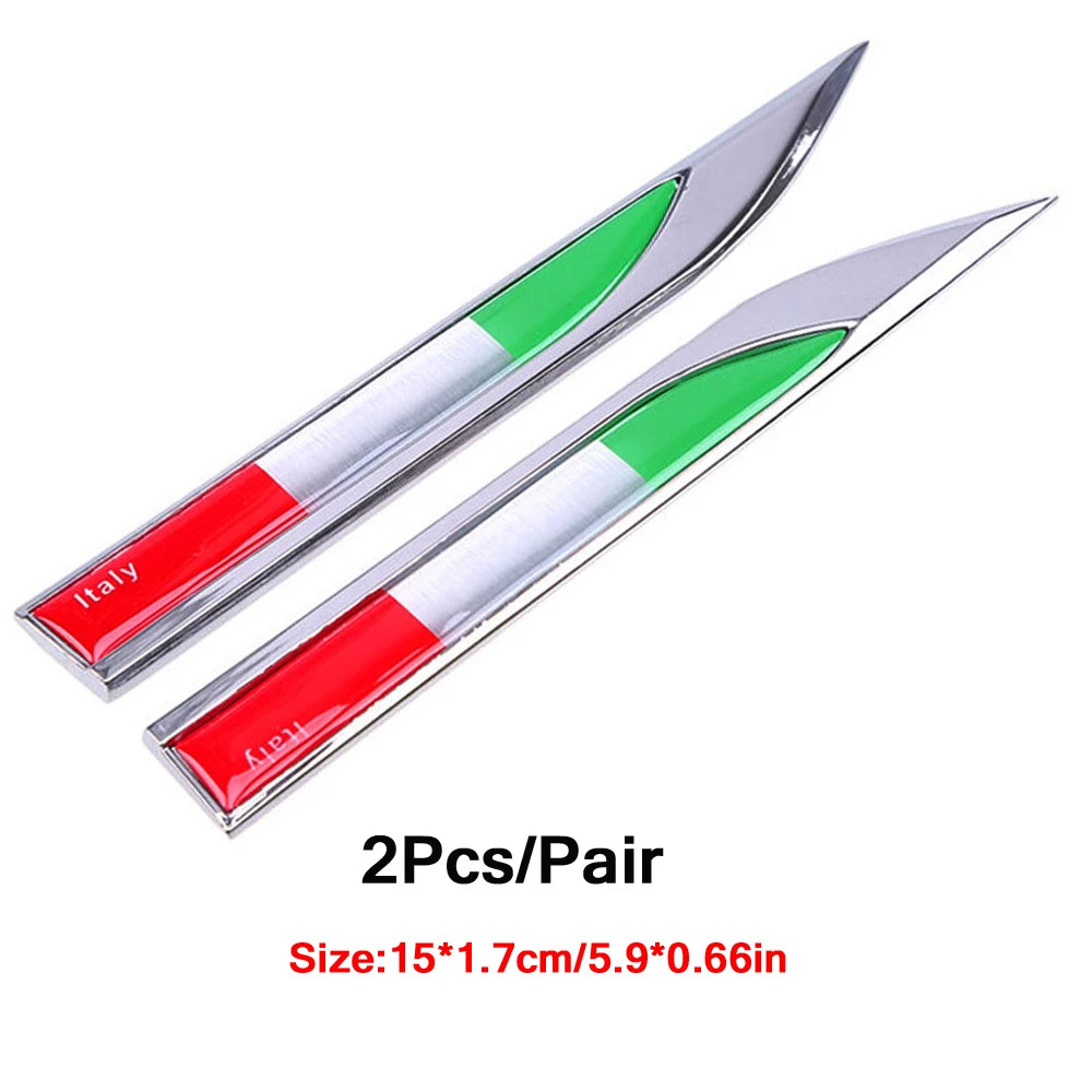 DSYCAR 2Pcs/Pair Car 3D Metal Italy Flag Emblem Badge Decals Sticker Car Exterior Acc alternate view