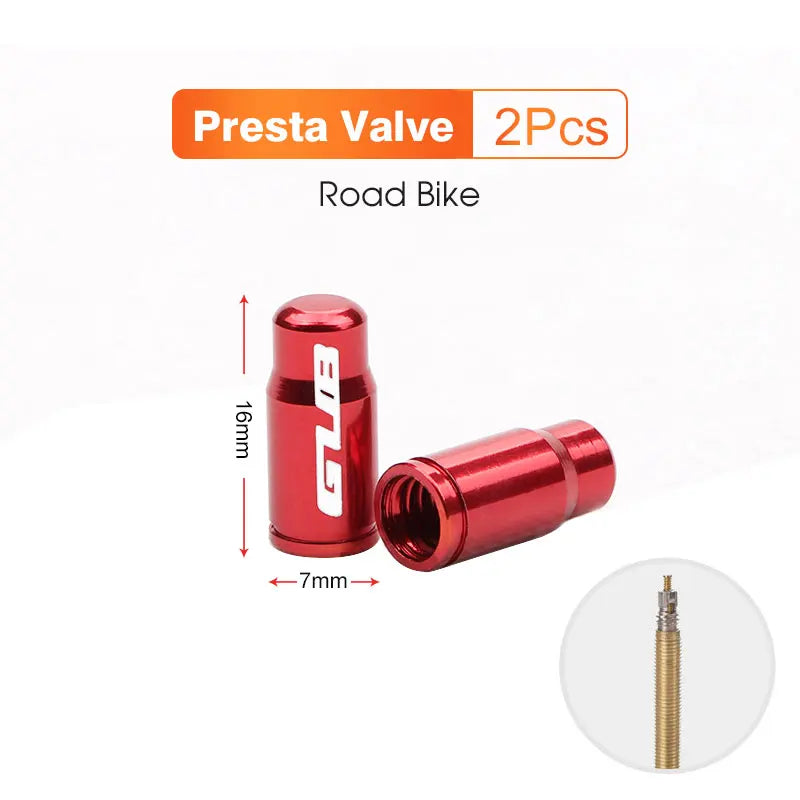 2pcs GUB Aluminum CNC Bicycle Tire Valve Cap MTB Road Bike Tube Tyre Gas Nozzle Cover close-up view