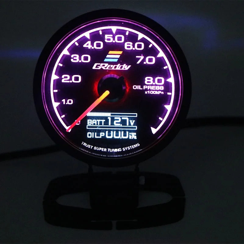 Universal 2.5 Inch 62mm 7 Color LCD Gauge | Water Temp Oil Pressure RPM Tachometer wi lifestyle view