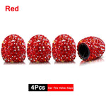 4Pcs Crystal Rhinestone Car Tire Valve Caps | Sparkly Dustproof Bling Tire Stem Covers close-up view