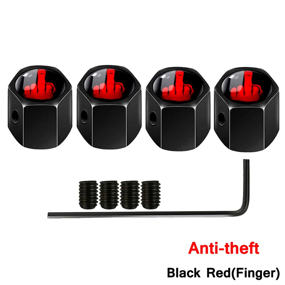 AUTCOAT Anti-theft Middle Finger Tire Valve Dust Caps | Universal Fit for Cars Trucks alternate view