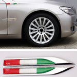 DSYCAR 2Pcs/Pair Car 3D Metal Italy Flag Emblem Badge Decals Sticker Car Exterior Acce close-up view