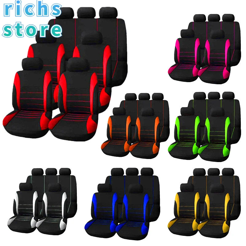 Car Seat Cover Set Polyester Four Season Universal 9 Piece