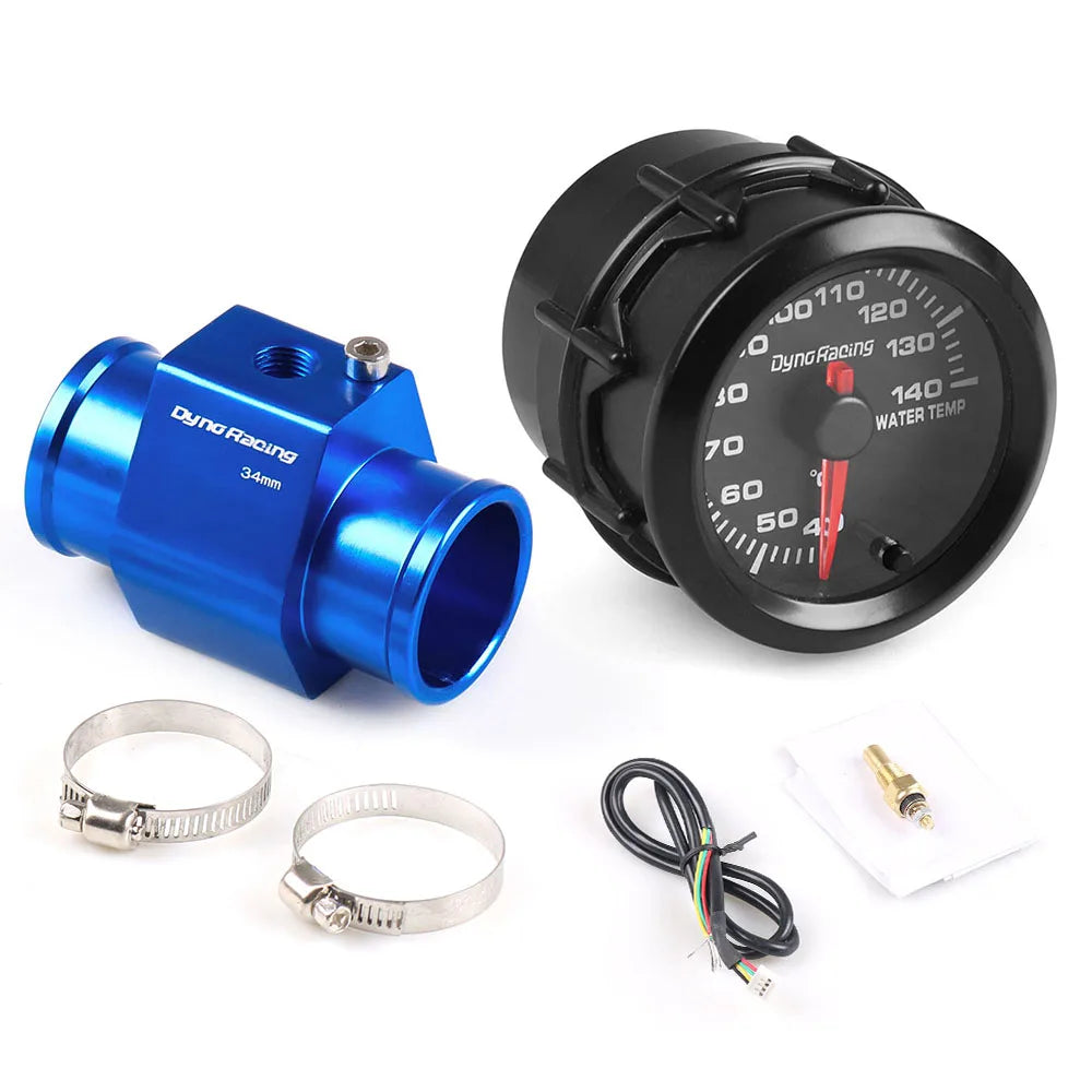 Dynoracing 2'' 52mm 7 Color LED Water Temperature Gauge | 40-140 Celsius with Sensor A close-up view