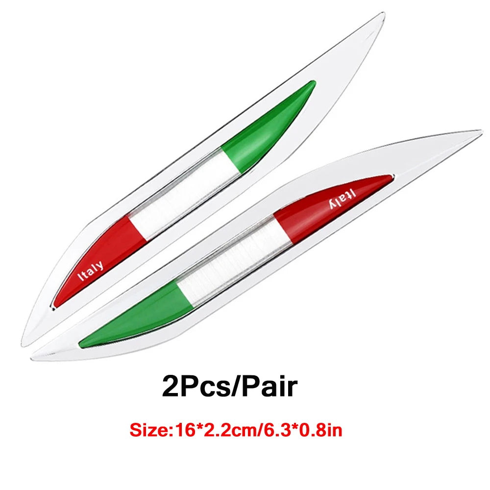 DSYCAR 2Pcs/Pair Car 3D Metal Italy Flag Emblem Badge Decals Sticker Car Exterior A additional angle