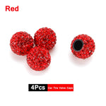 4Pcs Crystal Rhinestone Car Tire Valve Caps | Sparkly Dustproof Bling Tire Stem Covers close-up view