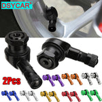 DSYCAR 2Pcs 90 Degree CNC Motorcycle Tire Valve Stems | Universal Leak-Proof Aluminum Valve Caps