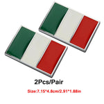 DSYCAR 2Pcs/Pair Car 3D Metal Italy Flag Emblem Badge Decals Sticker Car Exterior Acce close-up view