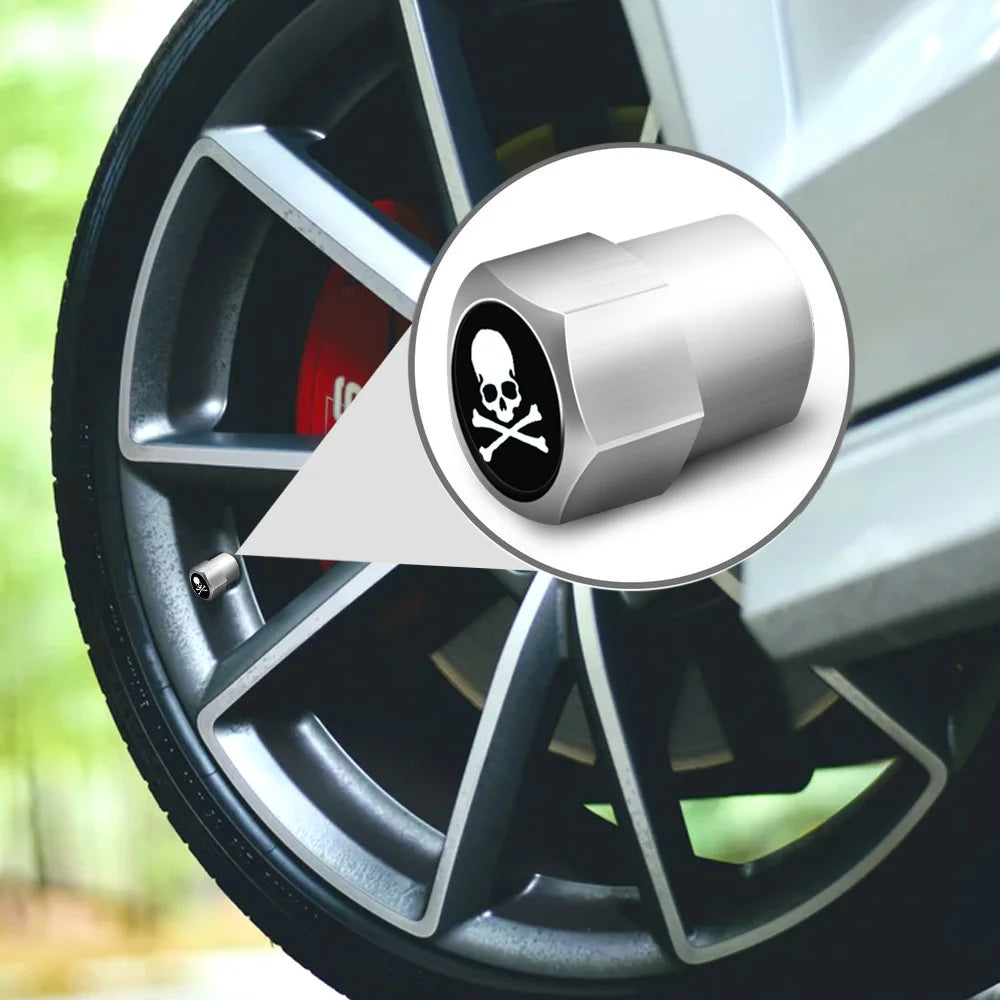 Aluminum Valve Stem Caps 4-Pack | Dust Covers for Car, Truck, Bike, Motorcycle lifestyle view
