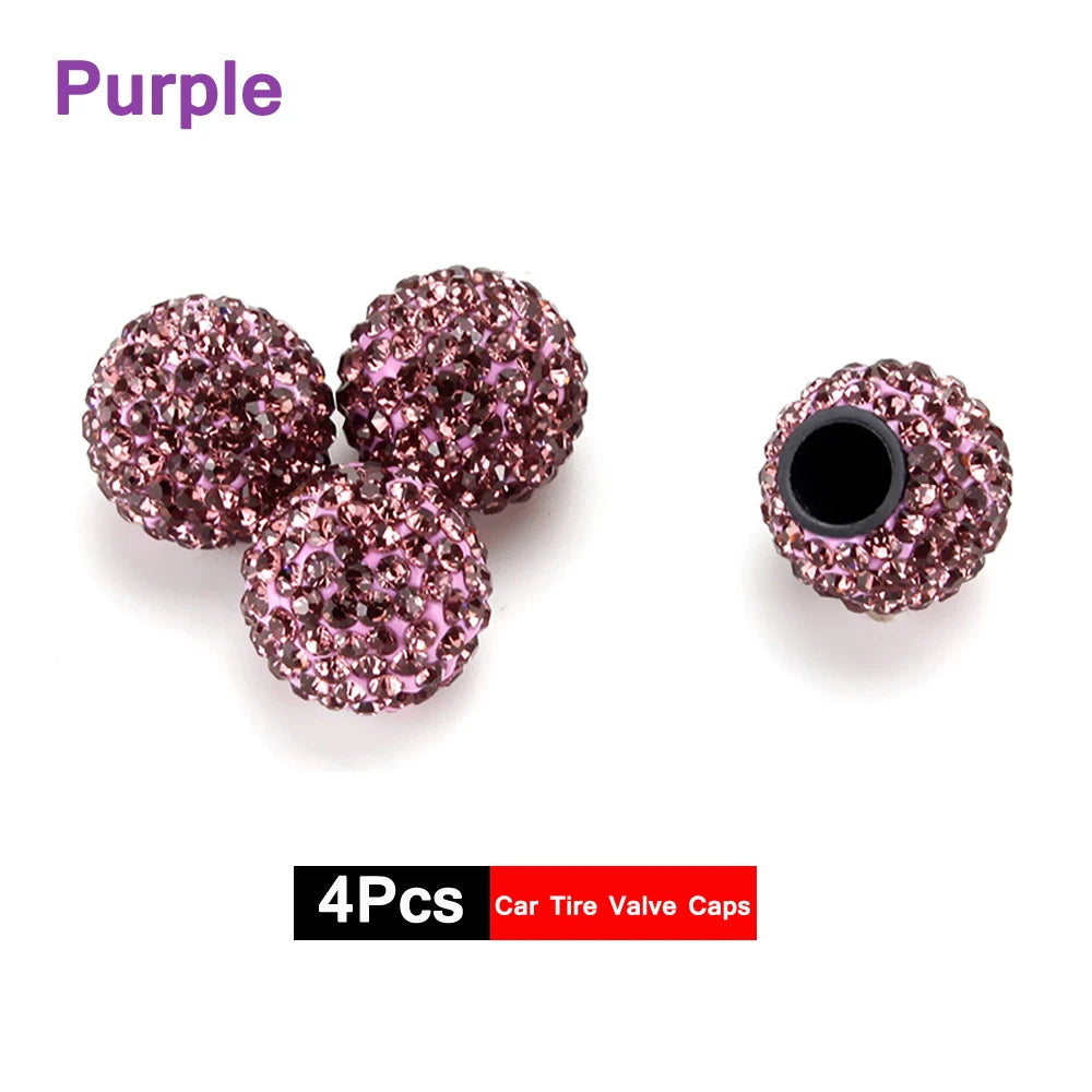 4Pcs Crystal Rhinestone Car Tire Valve Caps | Sparkly Dustproof Bling Tire Stem Cover alternate view