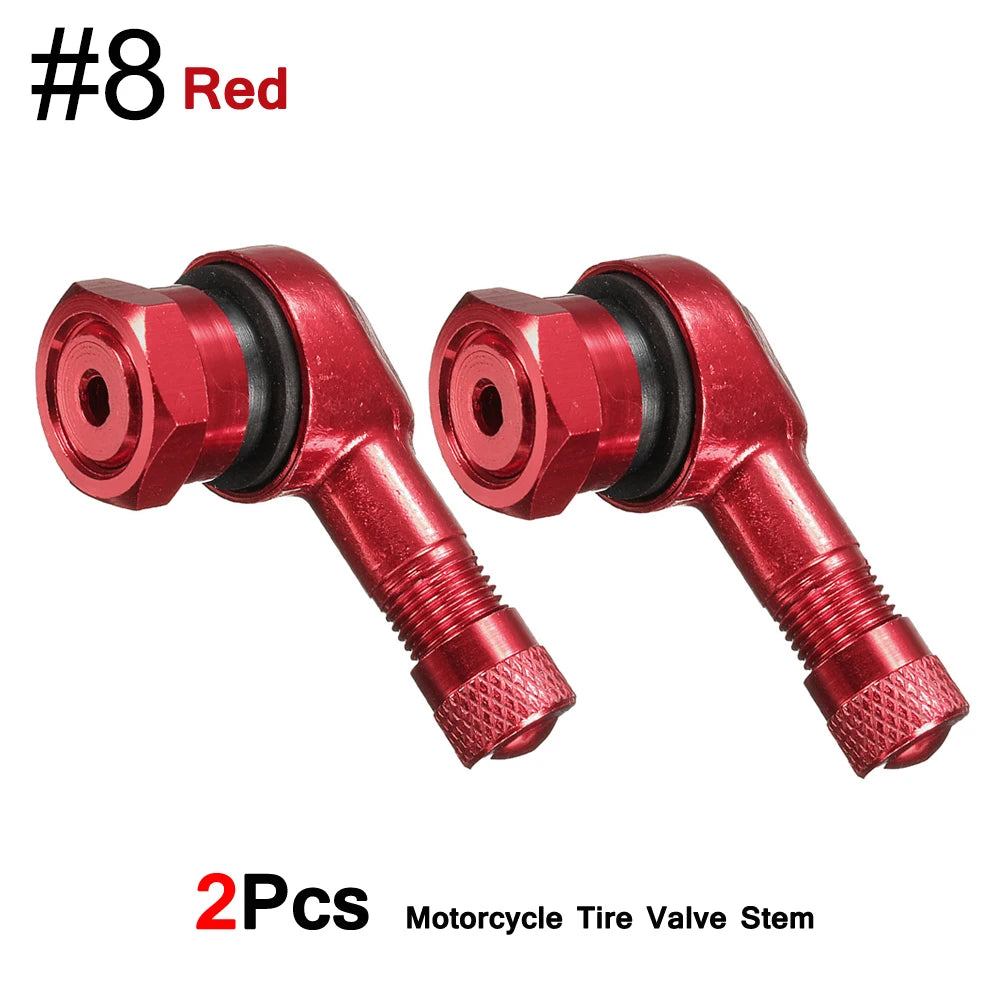 DSYCAR 2Pcs 90 Degree CNC Motorcycle Tire Valve Stems | Universal Leak-Proof Aluminum close-up view