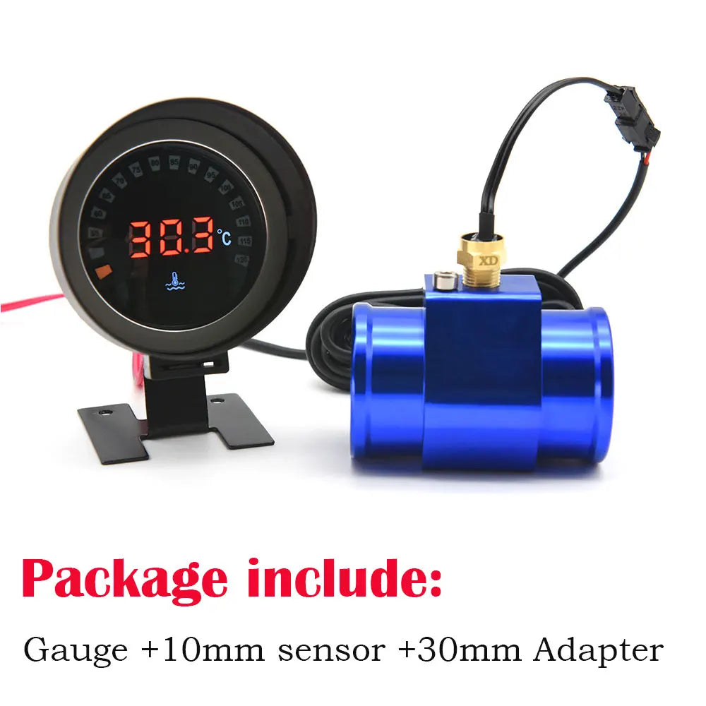 52mm Digital Water Temp Gauge | LED Display with Sensor and Radiator Hose Adapter alternate view