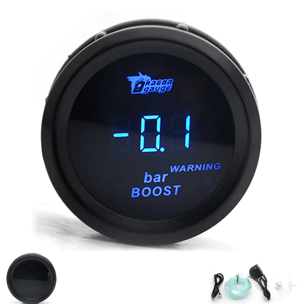 52mm Car Digital Gauge Set | Turbo Boost Water Temp Oil Pressure Voltmeter EGT Tachome close-up view