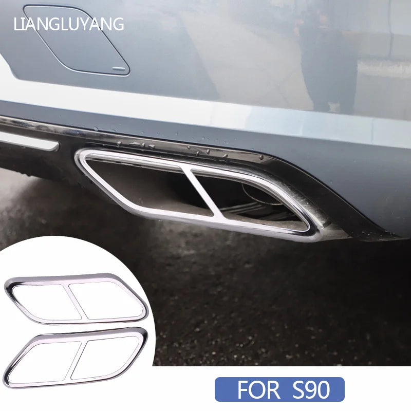 Car Accessories for Volvo XC60 XC90 S90 V90 XC40 S60 Exhaust Pipe Tail Stainless Steel close-up view