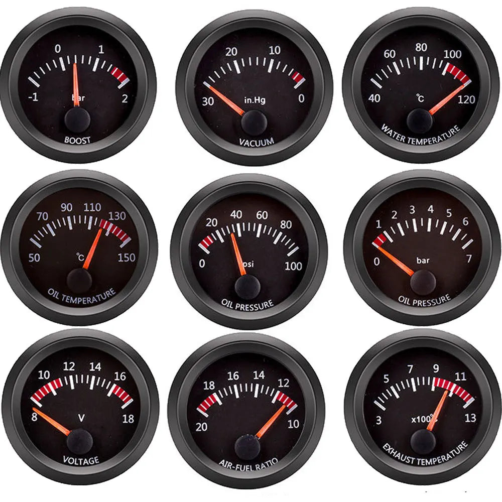 AD 52mm Car Gauge Set | Boost Water Oil Temp Pressure Voltmeter Air Fuel Ratio EGT