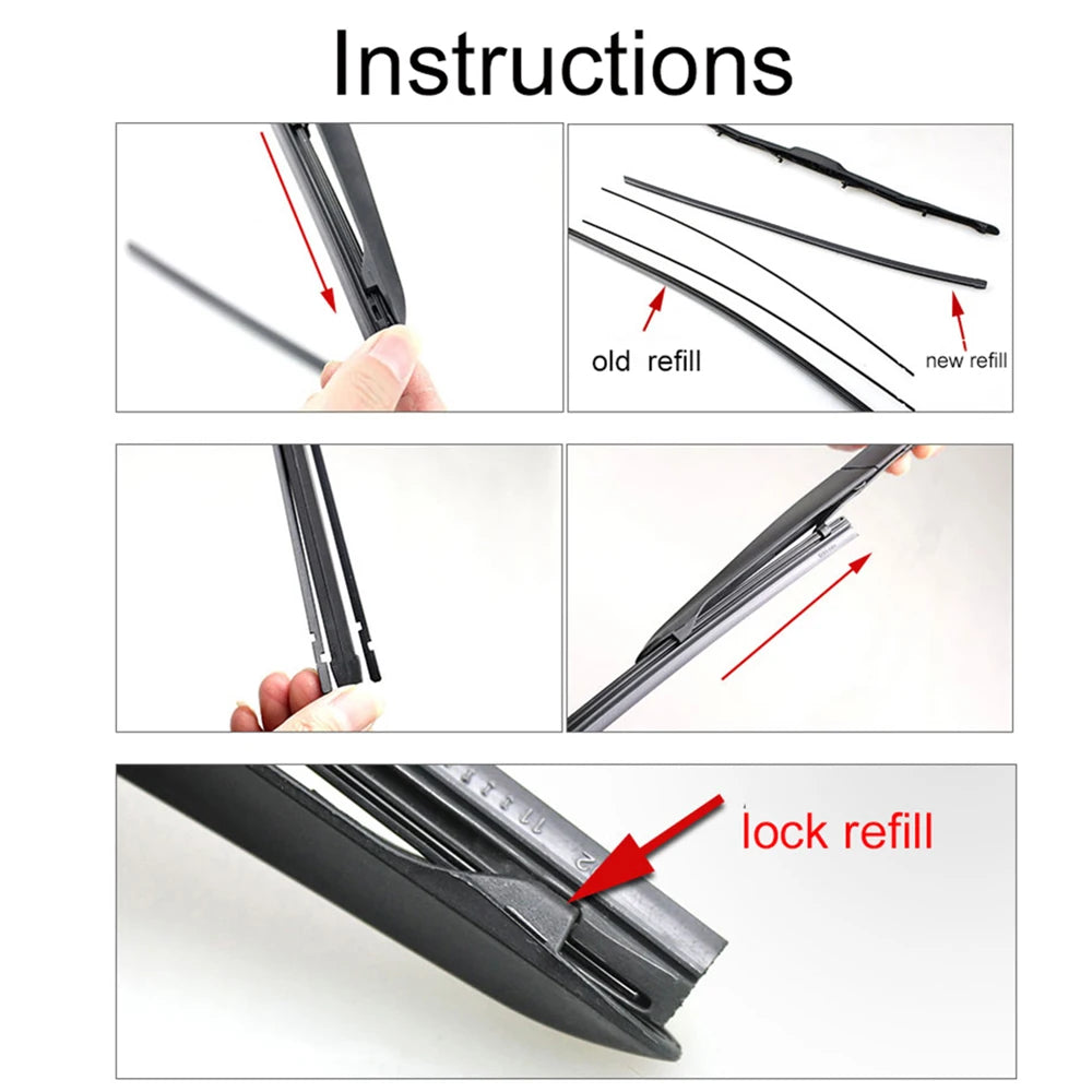 2Pcs 14"-26" Auto Hybrid 3-Section Wiper Blade Rubber Refills | Front Windshield 8. additional angle