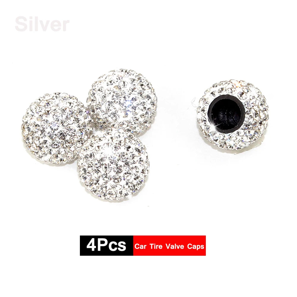 4Pcs Crystal Rhinestone Car Tire Valve Caps | Sparkly Dustproof Bling Tire Stem Cover lifestyle view