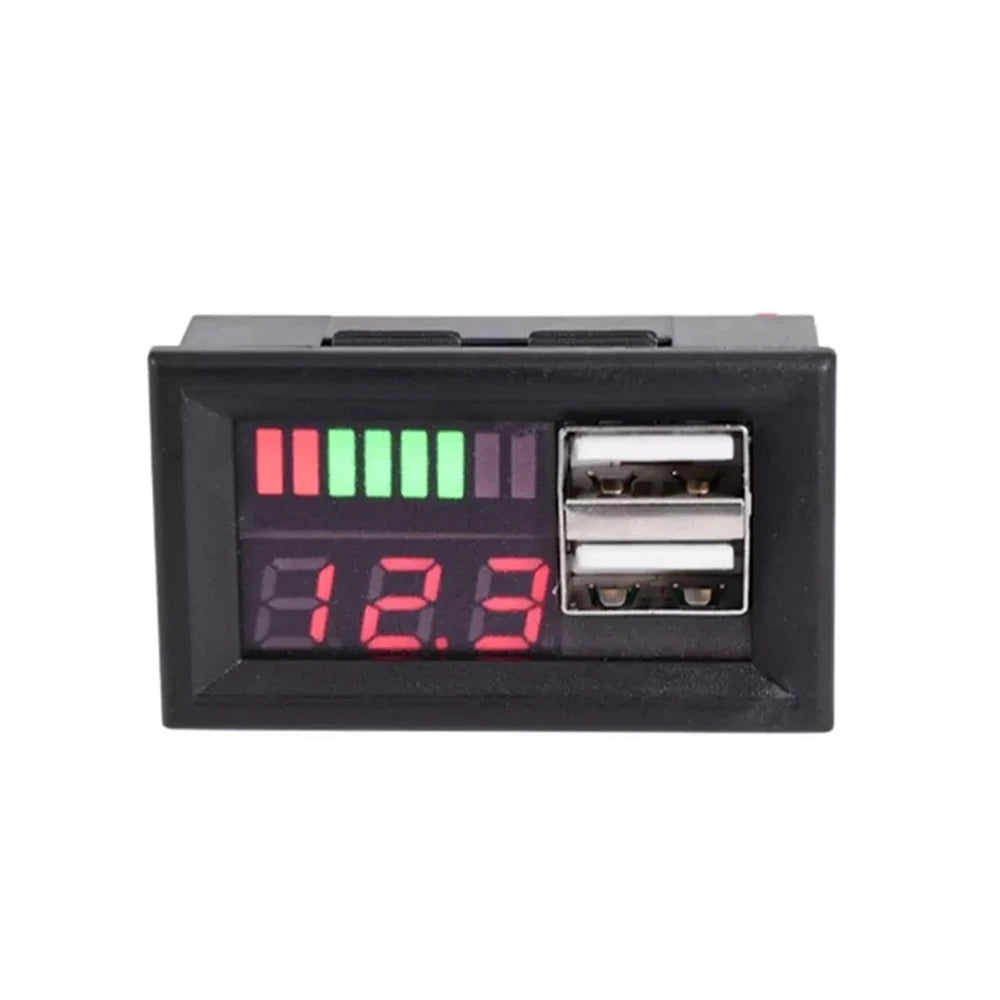 Mini Red LED Blue LED Digital Display Voltmeter Voltage Tester Panel | DC 12V Car Motorcycle with US