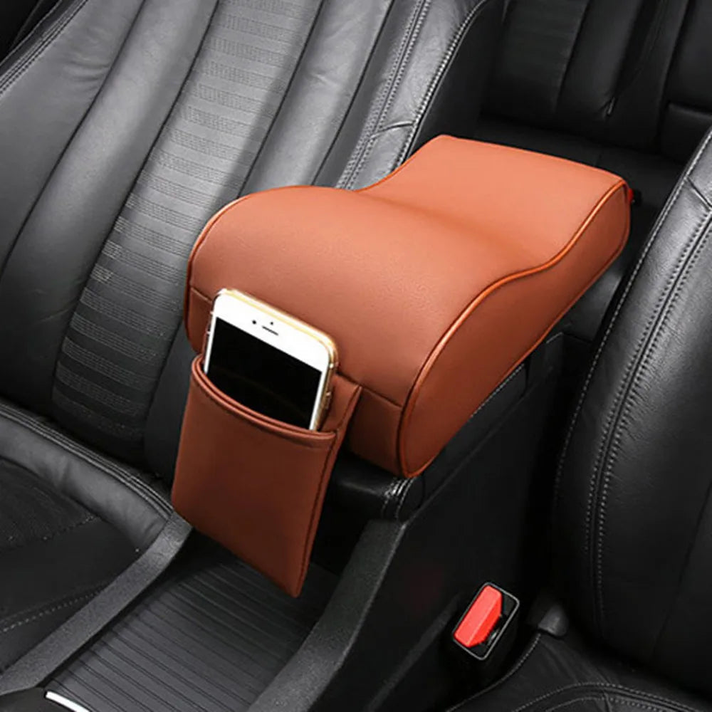 Ergonomic Soft Artificial Leather Car Armrest Pad Automotive Interior Center Console Box Protective Seat Cover with Curve Shape