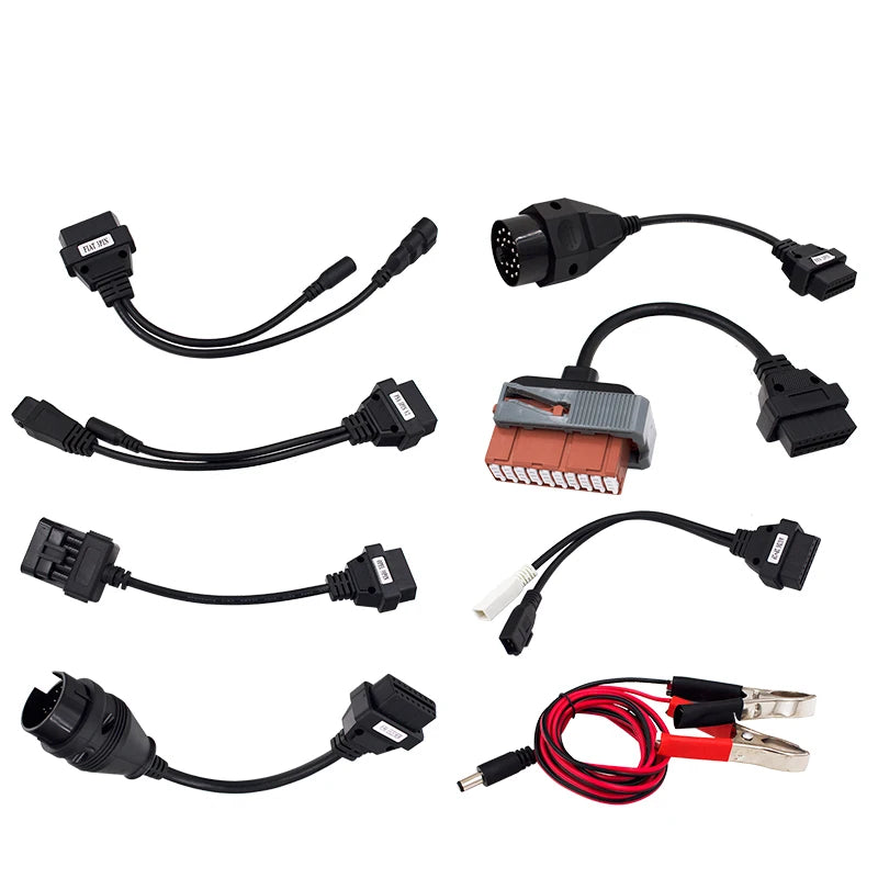 Quality TCS Car Cables Set Truck Cables Set Full 8 Cables Set With 30/20/38/3/2 Pin OBDII Diagnostic Connector For obd2 Scanner