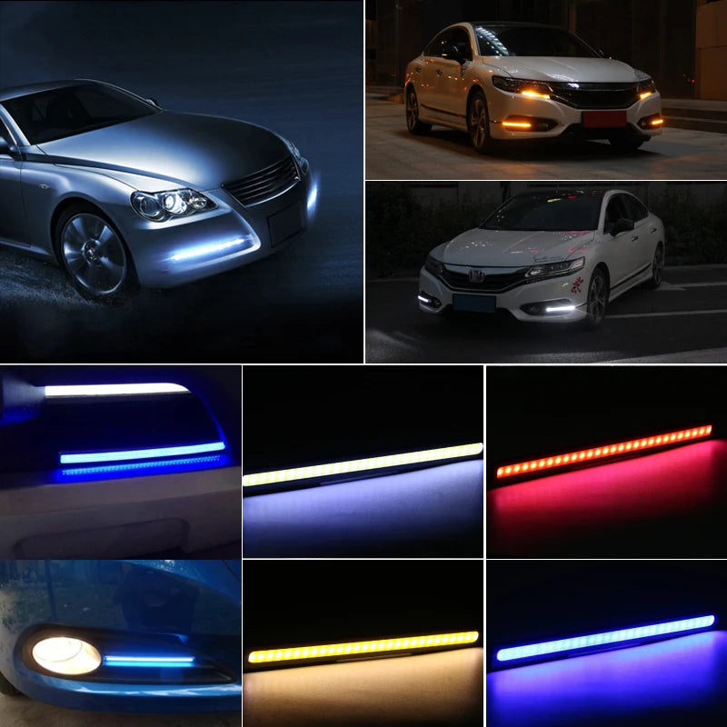 4x Universal Vehicle Led Strip 17CM COB Car Led Strip For Auto DRL Daytime Running Light External Waterproof Styling 12V Led Bar