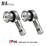 DSYCAR 2Pcs 90 Degree CNC Motorcycle Tire Valve Stems | Universal Leak-Proof Aluminum close-up view