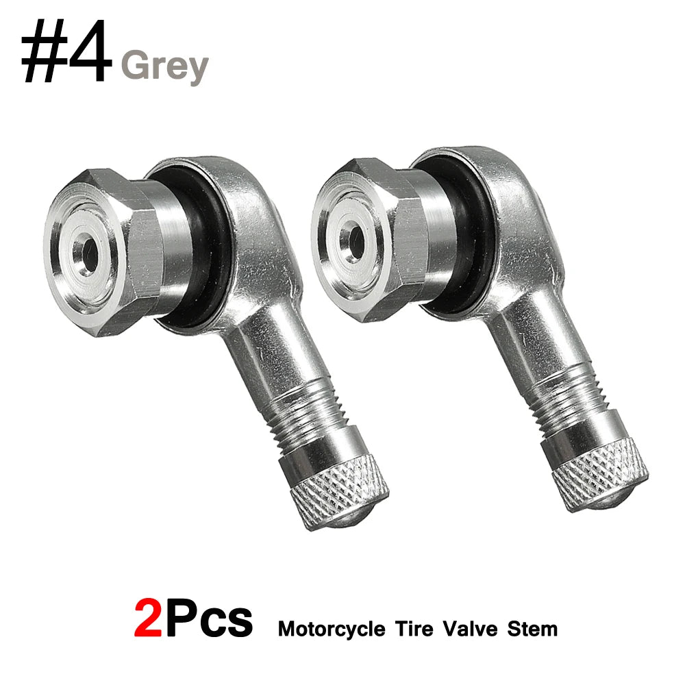 DSYCAR 2Pcs 90 Degree CNC Motorcycle Tire Valve Stems | Universal Leak-Proof Aluminum close-up view